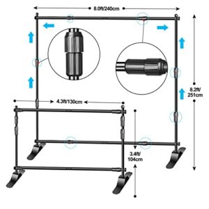 EMART 8 x 8 ft Adjustable Telescopic Tube Backdrop Banner Stand, Heavy Duty Step and Repeat Background Stand Kit for Photography Backdrop and Trade Show Display