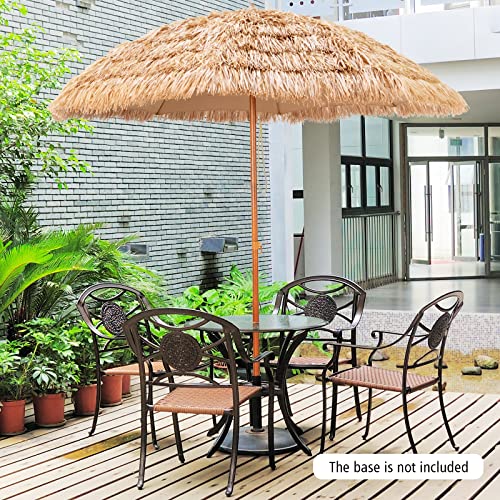 TANGKULA 8 FT Thatched Patio Umbrella, Hawaiian Style Grass Beach Umbrella with 8 Ribs, Portable Outdoor Tropical Palapa Tiki Umbrella for Beach Patio Garden Pool (8 FT)