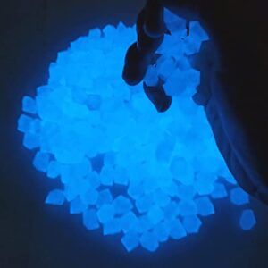melvyfiore blue stone glow in the dark rocks for outdoor garden luminous decor rubble for pots decoration crystals, yard pebbles for plants indoor vase, glowing small rocks (blue glows blue)