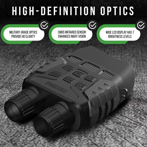 Bush Tech Night Vision Binoculars, Military-Grade Infrared Binoculars with Camera for Hunting and Surveillance, Day and Night High-Power Binoculars with 3X Digital Zoom, 984ft Range, 2.31” LCD Display