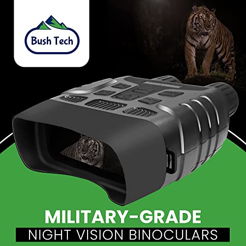 Bush Tech Night Vision Binoculars, Military-Grade Infrared Binoculars with Camera for Hunting and Surveillance, Day and Night High-Power Binoculars with 3X Digital Zoom, 984ft Range, 2.31” LCD Display