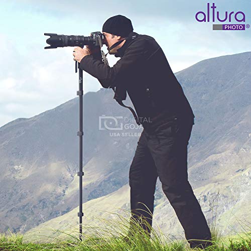 Altura Photo 62-Inch Camera Monopod - Heavy Duty Monopod for Cameras Canon, Nikon & Sony Mirrorless & DSLR, Steady Photography Monopod, Easy to Carry & Portable Monopod Lightweight w/Pouch