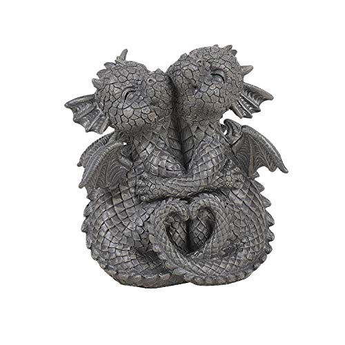 Pacific Giftware Garden Dragon Lovely Couple Garden Display Decorative Accent Sculpture Stone Finish 4.75 inch Tall