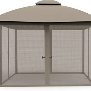 Gazebo Mosquito Netting Screen 4-Panels Universal Replacement for Patio, Outdoor Canopy, Garden and Backyard (10'x13', Beige)