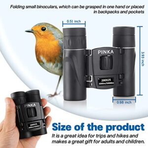 200x25 High Power Compact Binoculars with Clear Low Light Vision, Large Eyepiece Waterproof Binocular for Adults Kids, High Power Easy Focus Binoculars for Bird Watching, Outdoor, Hunting, Travel