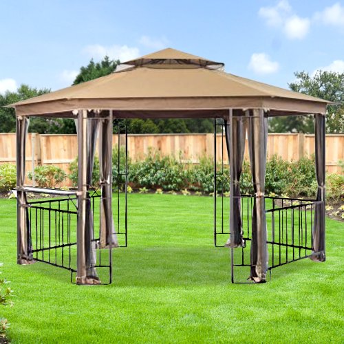 Garden Winds Hexagonal (Corner Pocket) Gazebo Replacement Canopy Top Cover - RipLock 350