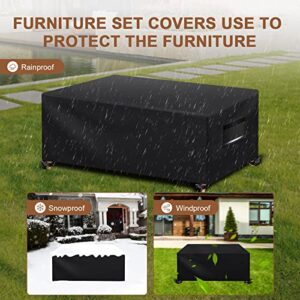 LTSxop Patio Furniture Covers, Waterproof and Heavy Duty 600D Outdoor Sectional Sofa Set Cover and Patio Table Covers, Table and Chair Set Covers for Rainy, Snowy and Sunny, 110" L x 84" W x 28" H