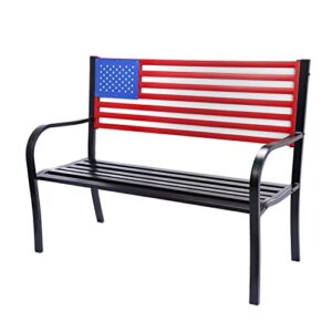 backyard expressions patio · home · garden backyard expressions 906727-nw outdoor patio metal welcome bench-american flag-55 inch-red/white/blue