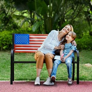 BACKYARD EXPRESSIONS PATIO · HOME · GARDEN Backyard Expressions 906727-NW Outdoor Patio Metal Welcome Bench-American Flag-55 Inch-Red/White/Blue