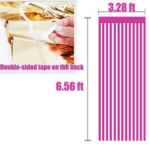 Boopati 3.2x6.5 ft Pink & Rose Red Metallic Tinsel Foil Fringe Curtains for Barbie Theme Party Girl Birthday Baby Shower Photo Backdrop Decorate,4 Packs