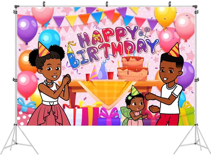 Gracies Corner Decorations Backdrop, 5x3 Ft Cartoon Gracies Happy Birthday Party Banner for 1st 2nd Birthday Music Gracies Theme Photography Background for Kids Adult Birthday Party Supplies