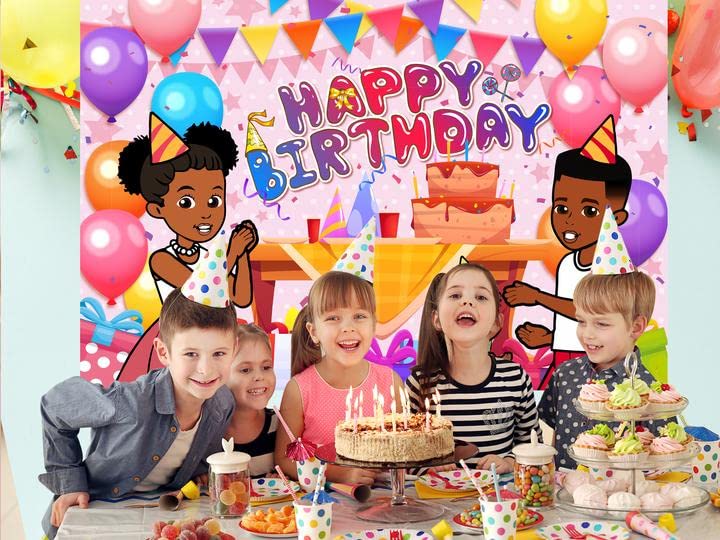 Gracies Corner Decorations Backdrop, 5x3 Ft Cartoon Gracies Happy Birthday Party Banner for 1st 2nd Birthday Music Gracies Theme Photography Background for Kids Adult Birthday Party Supplies