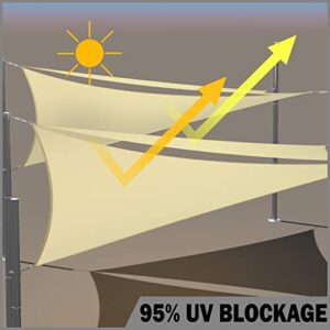 ShadeMart 9.5' x 9.5' Beige Square Waterproof Sun Shade Sail Canopy Awning, 95% UV Blockage & Water Resistant smTADS9, Outdoor Backyard Patio Garden Carport - We Make Custom Size