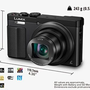 Panasonic LUMIX DC-ZS70K, 20.3 Megapixel, 4K Digital Camera, Touch Enabled 3-Inch 180 Degree Flip-front Display, 30X LEICA DC VARIO-ELMAR Lens, WiFi (Black)