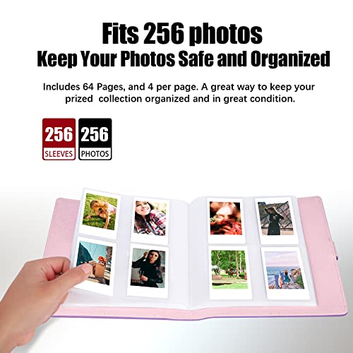 256 Pockets Photo Album for Fujifilm Instax 11 12 9 40 Mini Camera, Polaroid Camera, Photo Album for Fujifilm Instax Mini Evo Liplay 90 8 7+ Instant Camera, Polaroid HP Zink 2x3" Photos (Magic Purple)