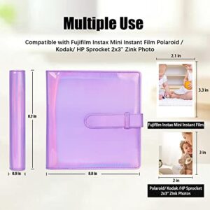 256 Pockets Photo Album for Fujifilm Instax 11 12 9 40 Mini Camera, Polaroid Camera, Photo Album for Fujifilm Instax Mini Evo Liplay 90 8 7+ Instant Camera, Polaroid HP Zink 2x3" Photos (Magic Purple)