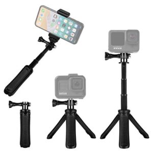 taisioner mini pocket selfie stick shorty tripod handle grip pole three in one for gopro akaso insta360 dji osmo action camera and smart phone kid adult available accessories