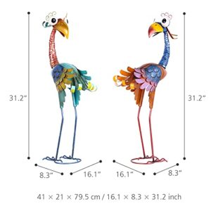 Tooarts Metal Garden Bird Statue Standing Animal Backyard Ornaments Outdoor Sculpture for Lawn Patio Art Decoration