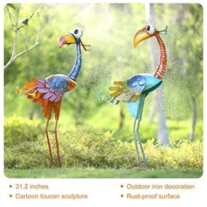 Tooarts Metal Garden Bird Statue Standing Animal Backyard Ornaments Outdoor Sculpture for Lawn Patio Art Decoration