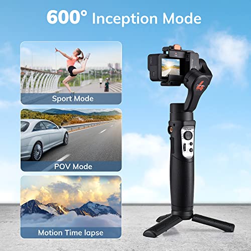 3 Axis Gimbal Stabilizer, Handheld Tripod Mount for Video Recording, Bluetooth Control, Compatible with YI Cam, Insta 360, Sony RX0, Gopro Hero 11/10/9/8/7/6/5, Osmo Cameras, hohem iSteady Pro4
