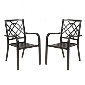 patiomore 2 piece outdoor dining chairs patio bistro chairs stackable wrought iron chairs with armrest for garden, backyard, balcony
