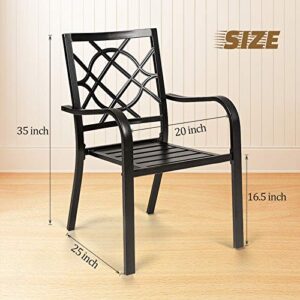 Patiomore 2 Piece Outdoor Dining Chairs Patio Bistro Chairs Stackable Wrought Iron Chairs with Armrest for Garden, Backyard, Balcony