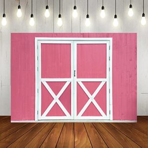 lofaris pink barn wooden door photography backdrop vintage western farm background cowgirl happy birthday baby shower newborn party decorations kids portrait photo booth props 7x5ft