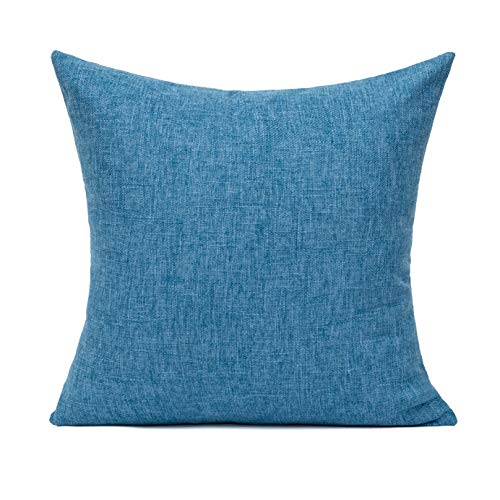 All Smiles Navy Blue Throw Pillow Covers for Outdoor Patio Furniture Deep Blue Accent Cushion Solid Burlap Pillowcases 16x16 for Sofa Couch Porch Sunbrella Set of 2