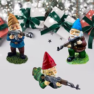 YYTRY Military Gnome,Military Garden Gnomes with Gun,Army Gnomes Outdoor Garden Statues,Desktop Indoor Outdoor Lawn Yard Decorations Halloween Holiday Christmas Thanksgiving Gifts (Yellow) RKS542