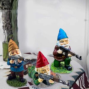 YYTRY Military Gnome,Military Garden Gnomes with Gun,Army Gnomes Outdoor Garden Statues,Desktop Indoor Outdoor Lawn Yard Decorations Halloween Holiday Christmas Thanksgiving Gifts (Yellow) RKS542