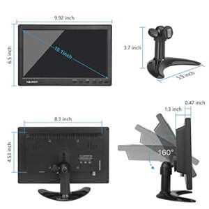 Haiway 10.1 inch Security Monitor, 1024x600 Resolution Small HDMI Monitor Small Portable Monitor with Remote Control with Built-in Dual Speakers HDMI VGA BNC Input for Gaming CCTV Raspberry Pi PC