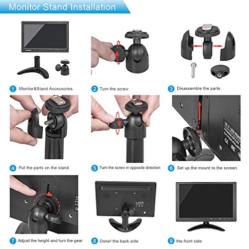 Haiway 10.1 inch Security Monitor, 1024x600 Resolution Small HDMI Monitor Small Portable Monitor with Remote Control with Built-in Dual Speakers HDMI VGA BNC Input for Gaming CCTV Raspberry Pi PC