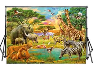 sensfun 7x5ft jungle animal photography backdrop summer tropical desert african forest safari scenic party photo background for boys birthday party table decor banner children photoshoot props(wp140)