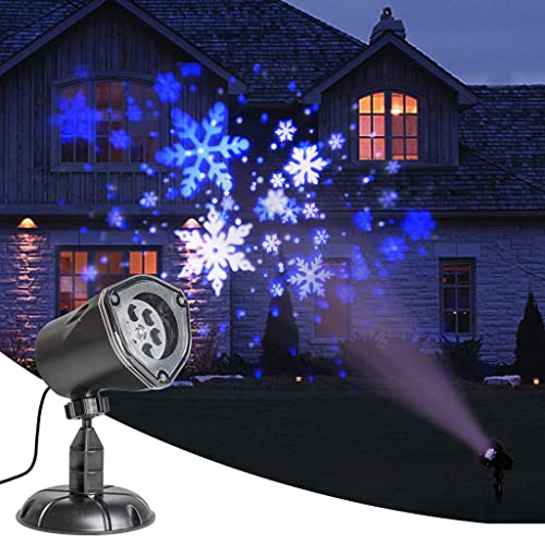 EAMBRITE Christmas Projector Lights LED White Blue Rotating Snowflake Projector Light for Birthday Wedding Theme Party Garden Home Winter Outdoor Indoor Decor