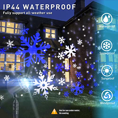 EAMBRITE Christmas Projector Lights LED White Blue Rotating Snowflake Projector Light for Birthday Wedding Theme Party Garden Home Winter Outdoor Indoor Decor