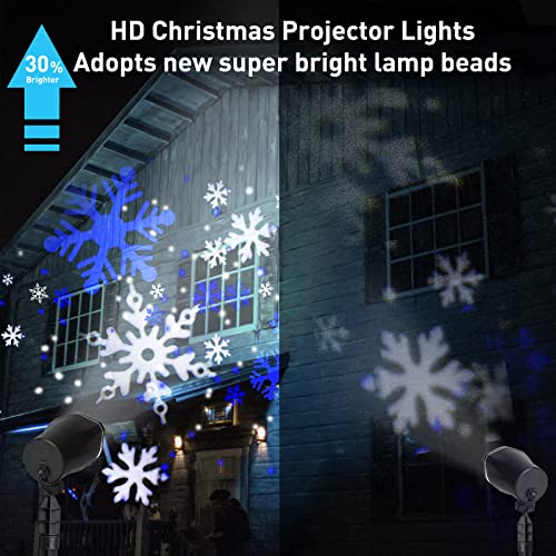 EAMBRITE Christmas Projector Lights LED White Blue Rotating Snowflake Projector Light for Birthday Wedding Theme Party Garden Home Winter Outdoor Indoor Decor