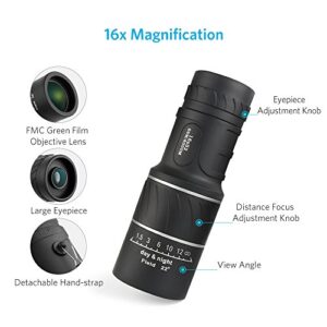 16x52 Monocular Dual Focus Optics Zoom Telescope for Birds Watching/Wildlife/Hunting/Camping/Hiking/Tourism/Armoring/Living Concert 66m/8000m