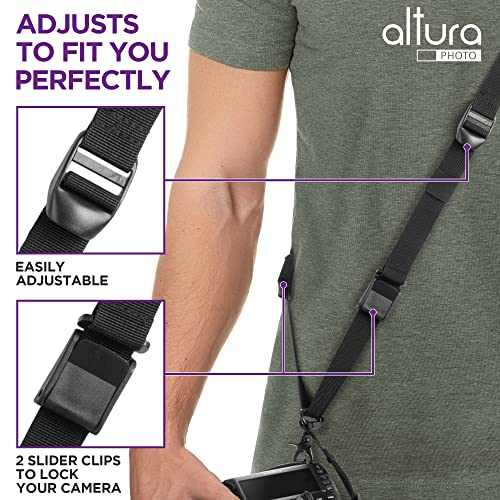 Altura Photo Camera Neck Strap w. Quick Release & Safety Tether - Camera Straps For Photographers - Adjustable DSLR Camera Strap for Sony, Nikon & Canon - Safe & Secure Camera Strap Quick Release