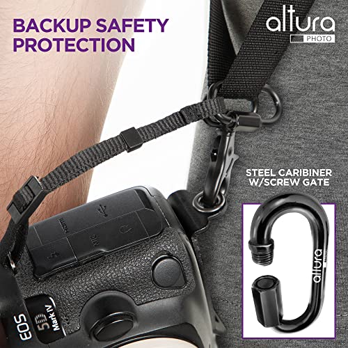 Altura Photo Camera Neck Strap w. Quick Release & Safety Tether - Camera Straps For Photographers - Adjustable DSLR Camera Strap for Sony, Nikon & Canon - Safe & Secure Camera Strap Quick Release