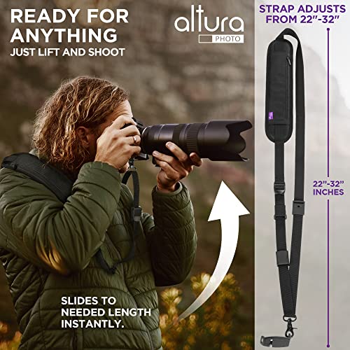 Altura Photo Camera Neck Strap w. Quick Release & Safety Tether - Camera Straps For Photographers - Adjustable DSLR Camera Strap for Sony, Nikon & Canon - Safe & Secure Camera Strap Quick Release