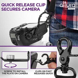 Altura Photo Camera Neck Strap w. Quick Release & Safety Tether - Camera Straps For Photographers - Adjustable DSLR Camera Strap for Sony, Nikon & Canon - Safe & Secure Camera Strap Quick Release