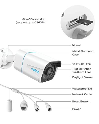 REOLINK 4K Outdoor Cameras for Home Security, Surveillance IP PoE Camera with Human/Vehicle/Pet Detection, 25FPS Daytime, Work with Smart Home, Supports 256GB SD Card, RLC-810A (Pack of 2)