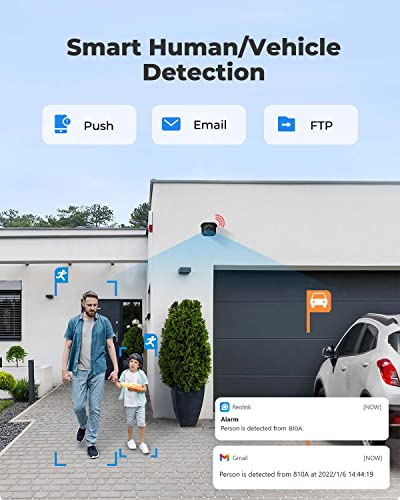 REOLINK 4K Outdoor Cameras for Home Security, Surveillance IP PoE Camera with Human/Vehicle/Pet Detection, 25FPS Daytime, Work with Smart Home, Supports 256GB SD Card, RLC-810A (Pack of 2)