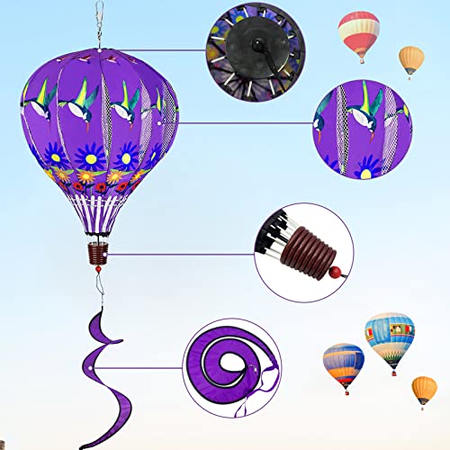 2PCS Giant Hot Air Balloon Wind Spinners Hummingbird Ladybug Garden Wind Spinner Large Pinwheels Hanging Wind Socks Twisted Whirlygig Windmill Toy for Yard Garden Lawn Outdoor Decorations,59"