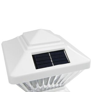 4 Pack White Outdoor Garden 4 x 4 Solar LED Post Deck Cap Square Fence Light Landscape Lamp Lawn PVC Vinyl Wood