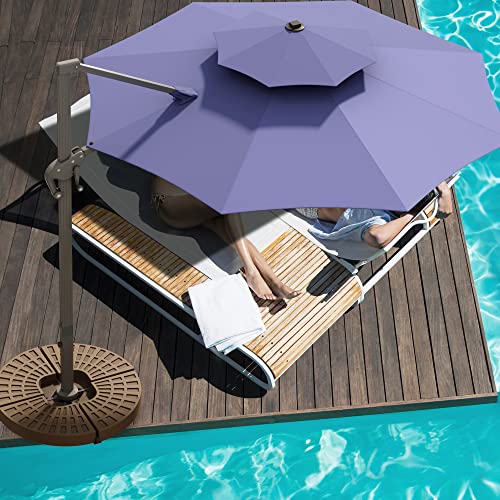 YITAHOME 11ft Patio Umbrella Outdoor Cantilever Umbrella Double Top Round Offset Umbrella w/Heavy Duty Aluminum Frame & Cross Base for Garden Pool Backyard Market (Navy Blue)