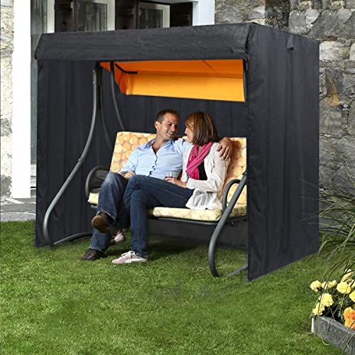 Ourdoor Swing Cove, 3 Triple Seater Hammock Cover Garden Swing Cover Garden Hammock Glider Chair Cover Outdoor Swing Cover UV Resistant Swing Canopy Cover (100*59*72) inch Black