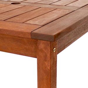 Sunnydaze Meranti Wood 27.5-Inch Square Bar Height Table with Teak Oil Finish - High Top Outdoor Pub Table - Perfect for Outdoor Entertaining and Dining - Ideal for the Patio, Balcony, Yard and Garden