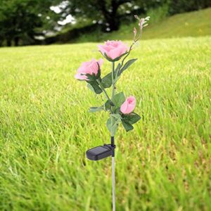 mumisuto Solar Flower Lights, Rose Flower Outside Solar Landscape Yard Lamp Garden Lawn Pink Rose Shape 3 LEDs Light Solar Powered Garden Decoration Outdoor Patio Yard