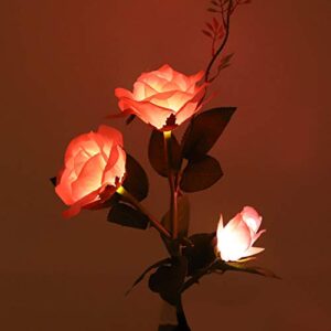 mumisuto Solar Flower Lights, Rose Flower Outside Solar Landscape Yard Lamp Garden Lawn Pink Rose Shape 3 LEDs Light Solar Powered Garden Decoration Outdoor Patio Yard